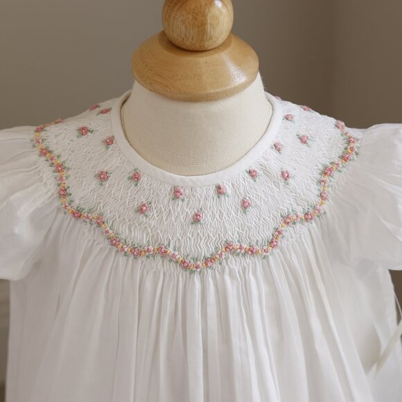 Strasburg Dress Smocked White Cotton Bishop Special Occasion Newborn New RARE - Picture 2 of 6